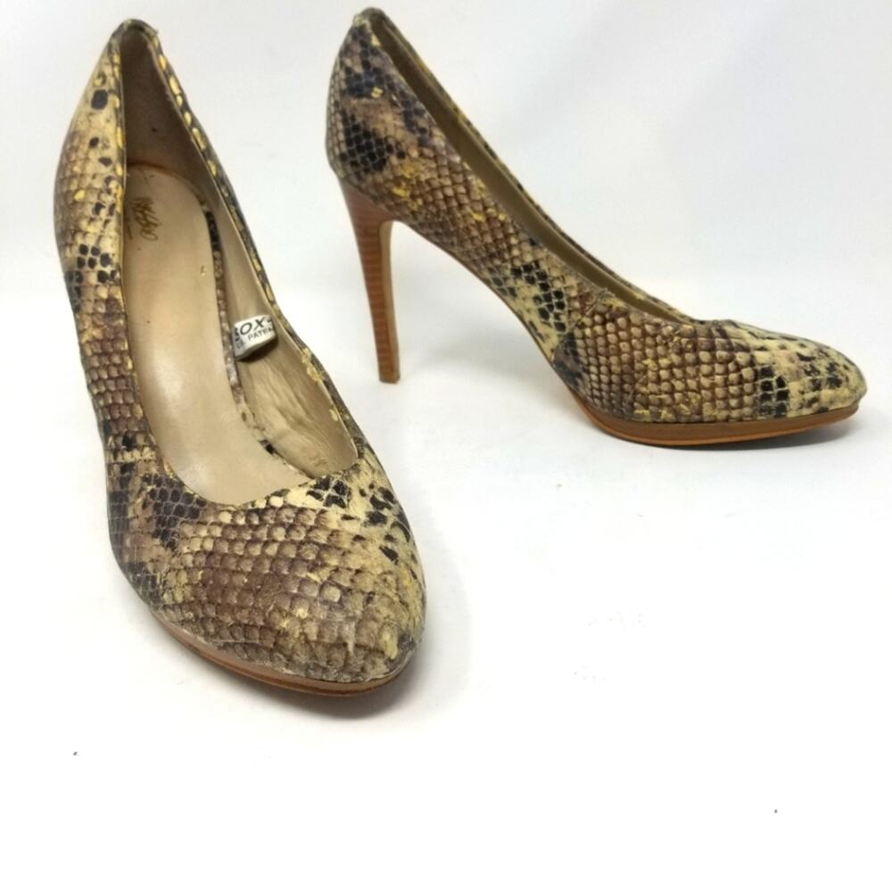 Mossimo Snake Skin Print Classic Pumps Black Tan Gray Comfortable Women's Size 8